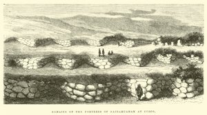 Vestiges de la forteresse de Sacsahuaman à Cuzco - Edouard Riou